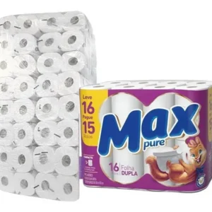 Papel Higiênico Folha Dupla Neutro 16 Rolos 30m – Fardo com 6 Unidades